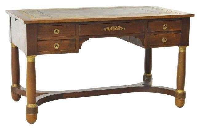 French Empire style mahogany writing desk late 19th c inset