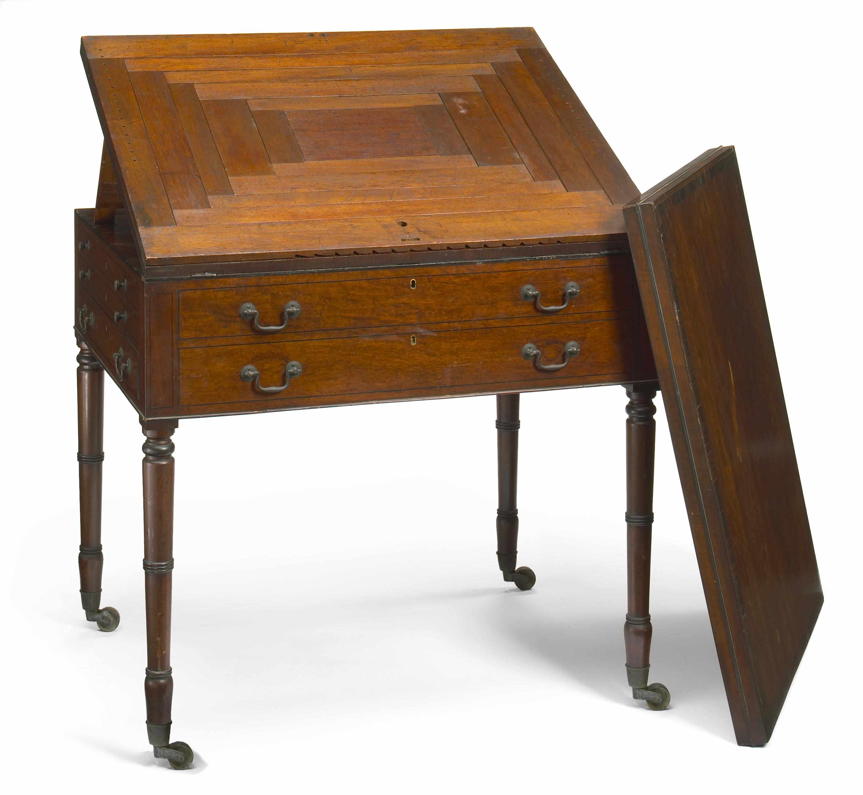 A George III ebony lined mahogany architect s desk early
