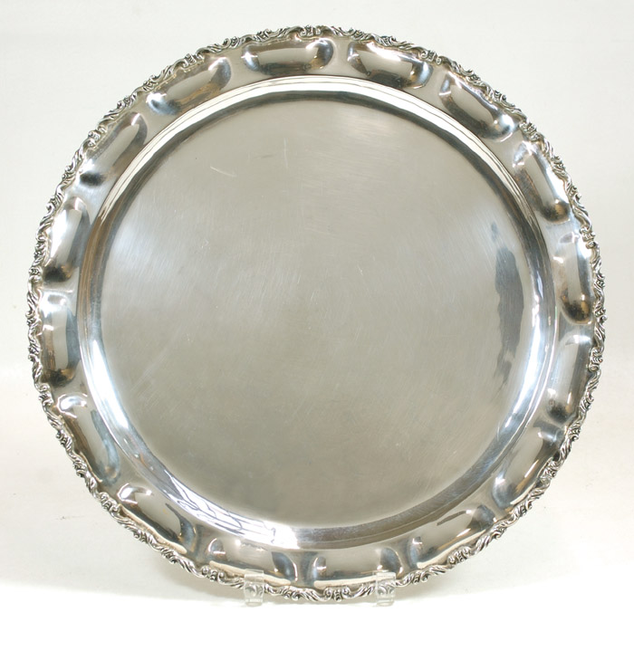MEXICO STERLING SILVER ROUND SERVING TRAY maker A Torres Vega