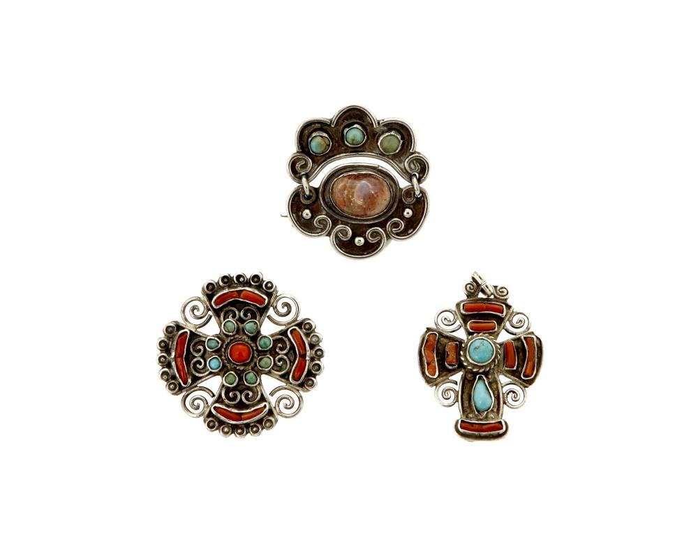 A trio of Matl silver and hardstone jewelry Matilde Poulat