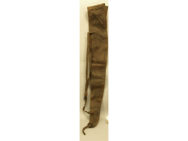 Early leather rifle scabbard with early monogrammed name G Morris