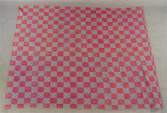 Wool Woven Coverlet 19th Century Two piece Red and blue