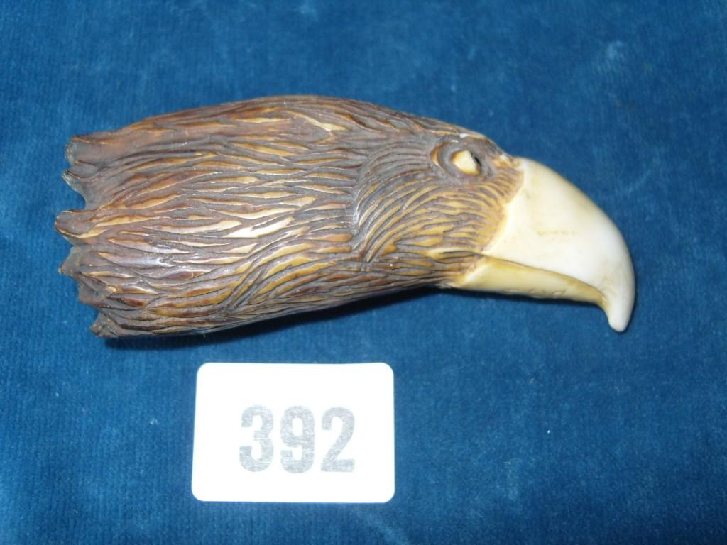 A 19th century papier mache snuff box with mother of
