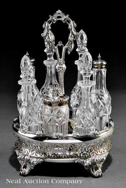 An English Victorian Silverplate Cruet Stand late 19th c hallmarked