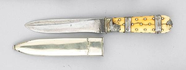 A rare silver and ivory mounted San Francisco bowie knife