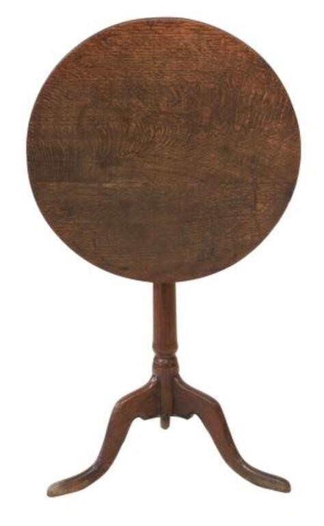 English oak tilt top table 18th 19th c circular top