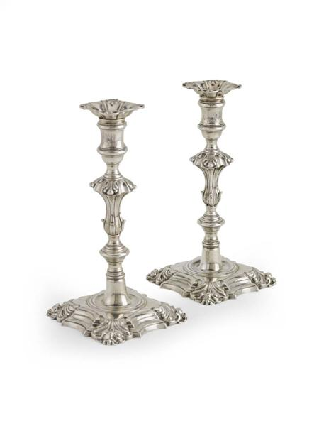 A pair of George II candlesticks John Priest London 1749