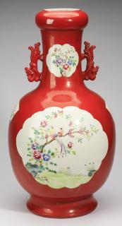 Large Chinese famille rose bottle vase 26 h Large and