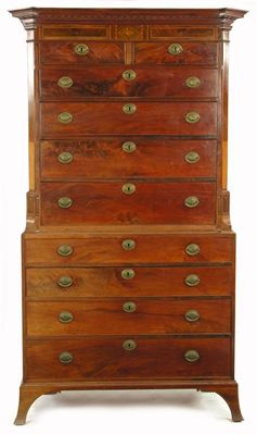 Channel Islands A George III mahogany chest on chest the