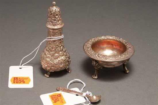 American Repousse silver pepper shaker Baltimore Sterling Silver Co and