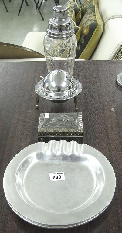 1930 s glass and chrome cocktail shaker 9 75 high