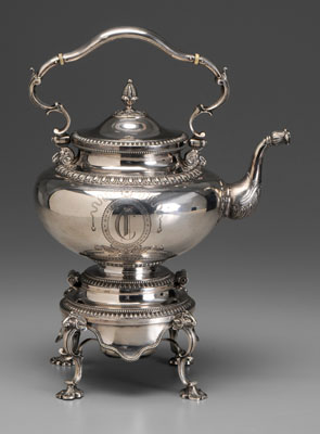 Tiffany coin silver hot water kettle egg and dart borders