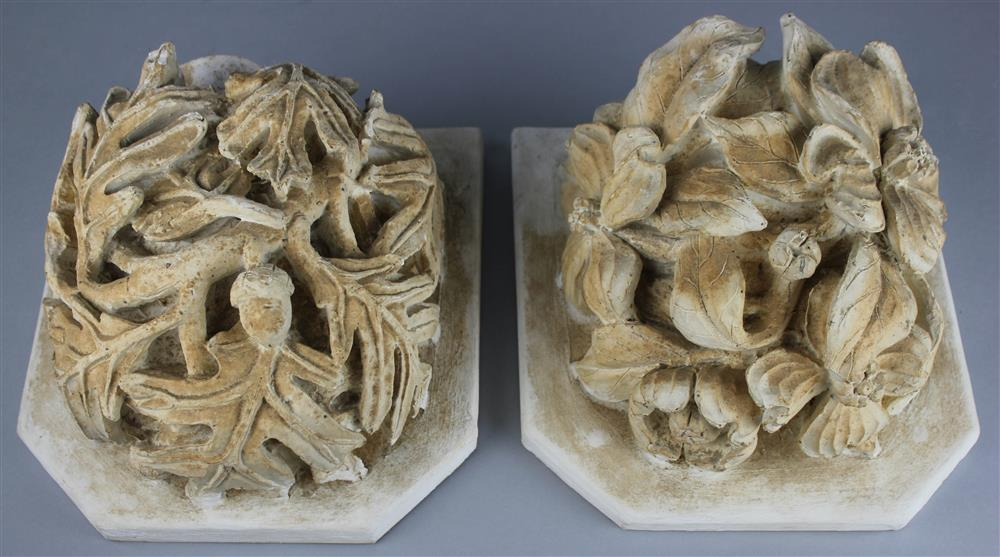 TWO FOLIATE CAST PLASTER RELIEFS FROM THE WASHINGTON NATIONAL CATHEDRAL
