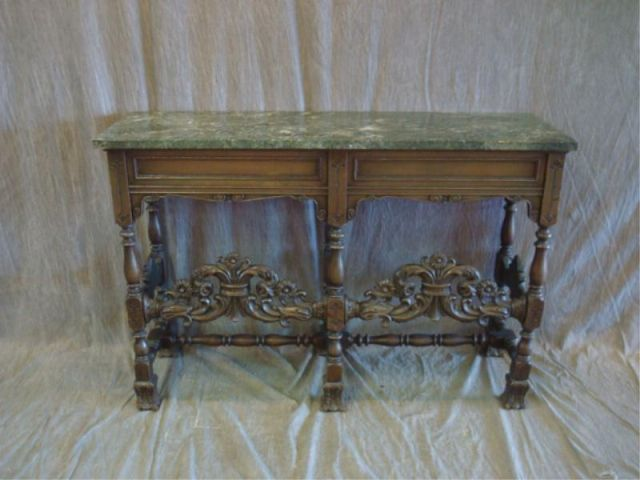 Marbletop and Carved Console Table Dimensions 56 x 16 1