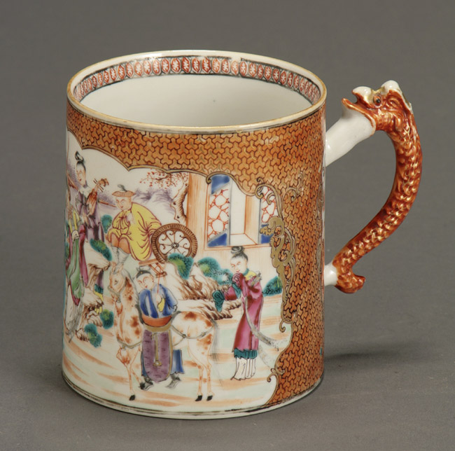Chinese Export Mandarin Palette Tankard Qianlong Period 1736 1795 Having