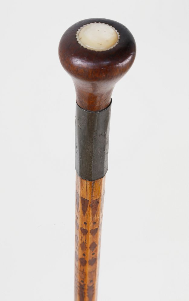 Stunning Folk Art Inlaid Walking Stick Stunning Folk Art Inlaid