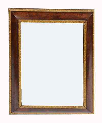 AN 18TH CENTURY STYLE WALNUT RECTANGULAR HANGING WALL MIRROR with
