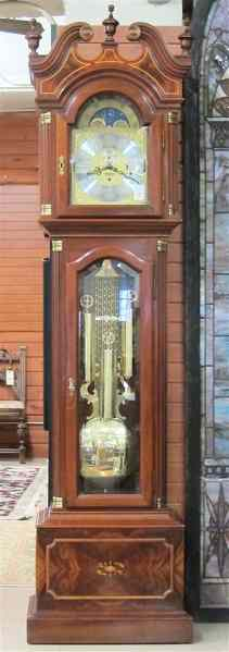AN AMERICAN TALL CASE FLOOR CLOCK Fathertime Clocks label antique
