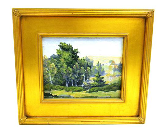 Impressionistic landscape E Meyer estate stamp LR oil on board