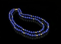 Gold Bead and Lapis Lazuli Double Strand Necklace This lapis