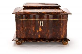 Regency Tortoiseshell Serpentine Pagoda Tea Caddy English late 18th early