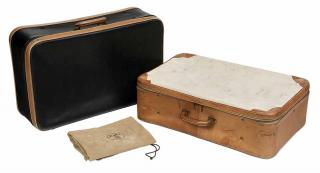 Two Vintage Hermes Paris Suitcases and a Cover Bag French