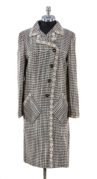 Women s Chanel black and white wool blend long jacket