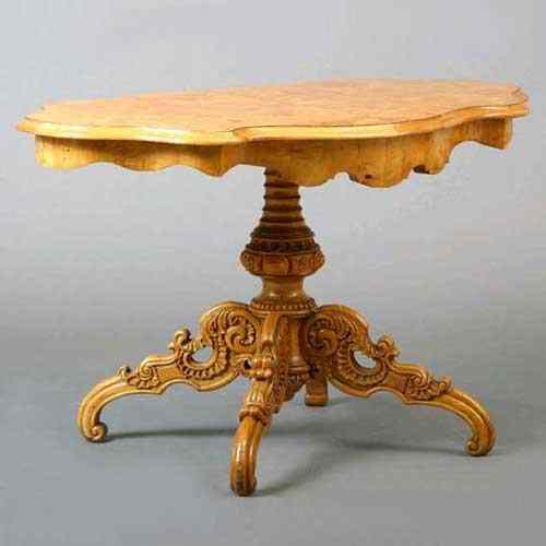 A Scandinavian Rococo Style Birch Oval Pedestal Side Table circa