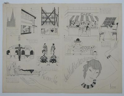 A storyboard of pen and ink sketches by Dodo Burgner