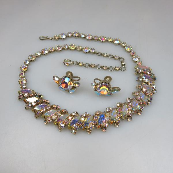 Sherman Gold Tone Single Strand Necklace And Clip Earrings set