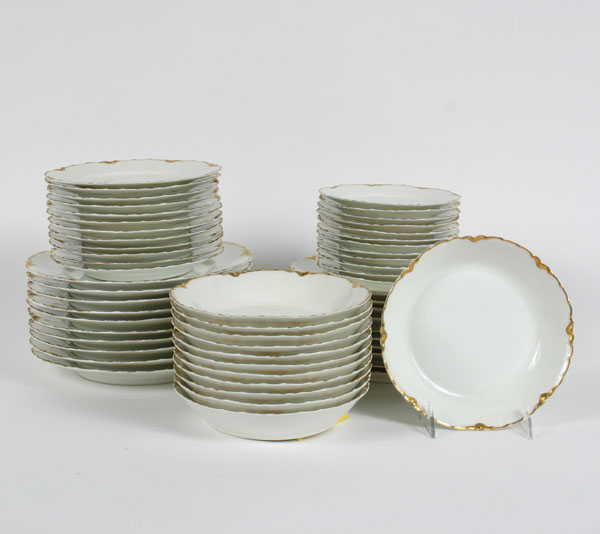 Haviland china gilt trim on scalloped edge ten dinner plates