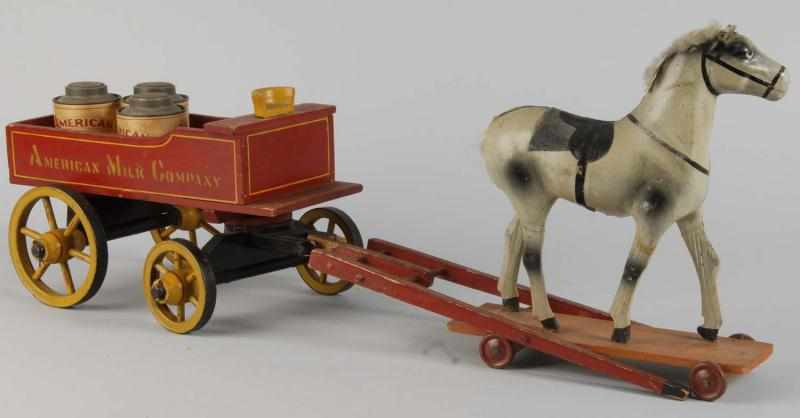 American Milk Co Horse Drawn Wagon Toy Description Composition and