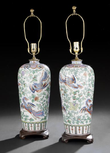 Large Pair of Chinese Porcelain Vases 20th century of baluster