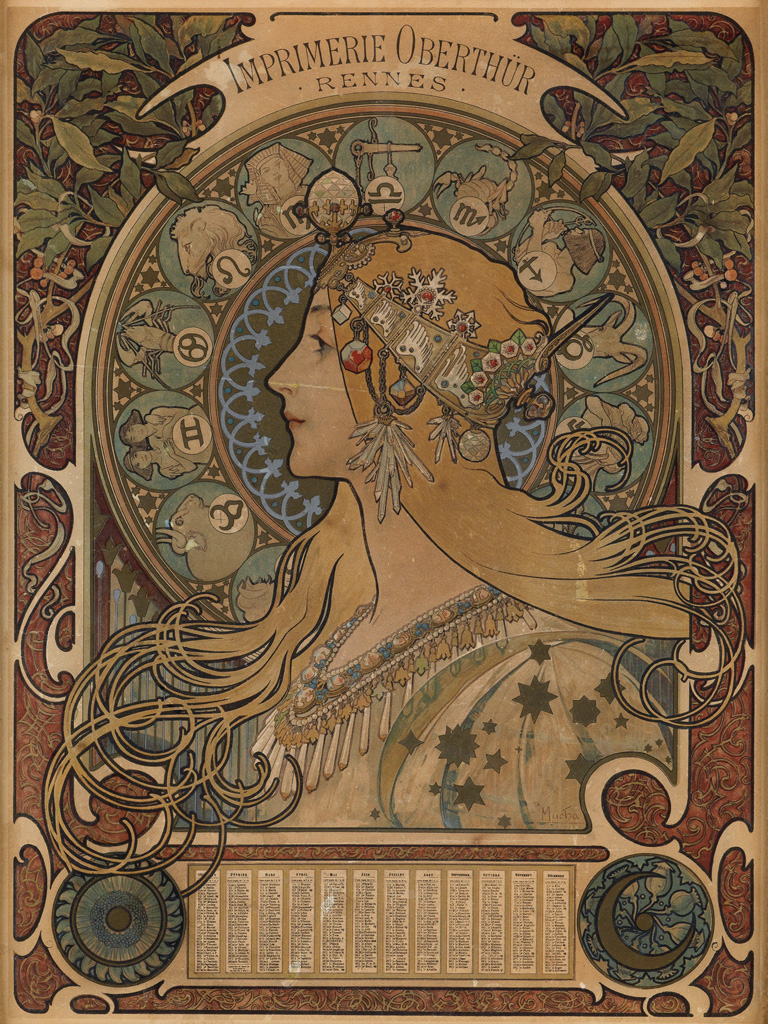 ALPHONSE MUCHA 1860 1939 ZODIAC IMPRIMERIE OBERTH R 1898 17