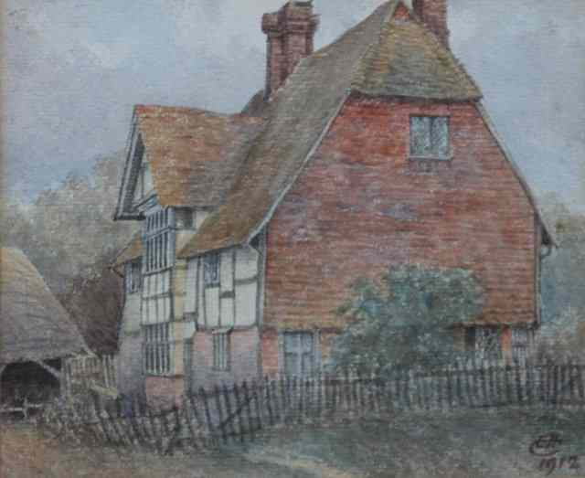 Early 20th Century English SchoolCountry House initials and dated 1912