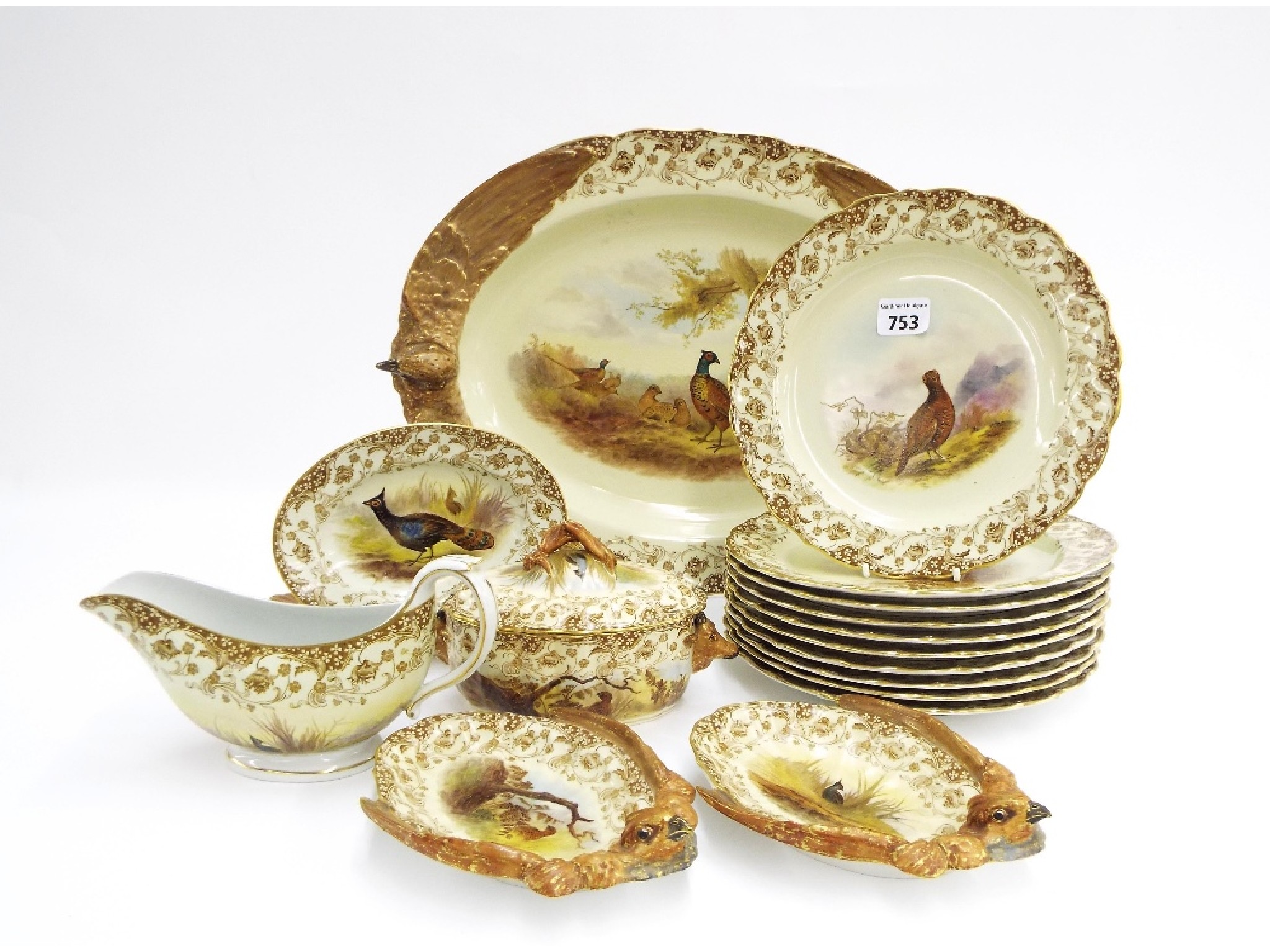 Late 19th early 20th century Royal Worcester Game part dinner