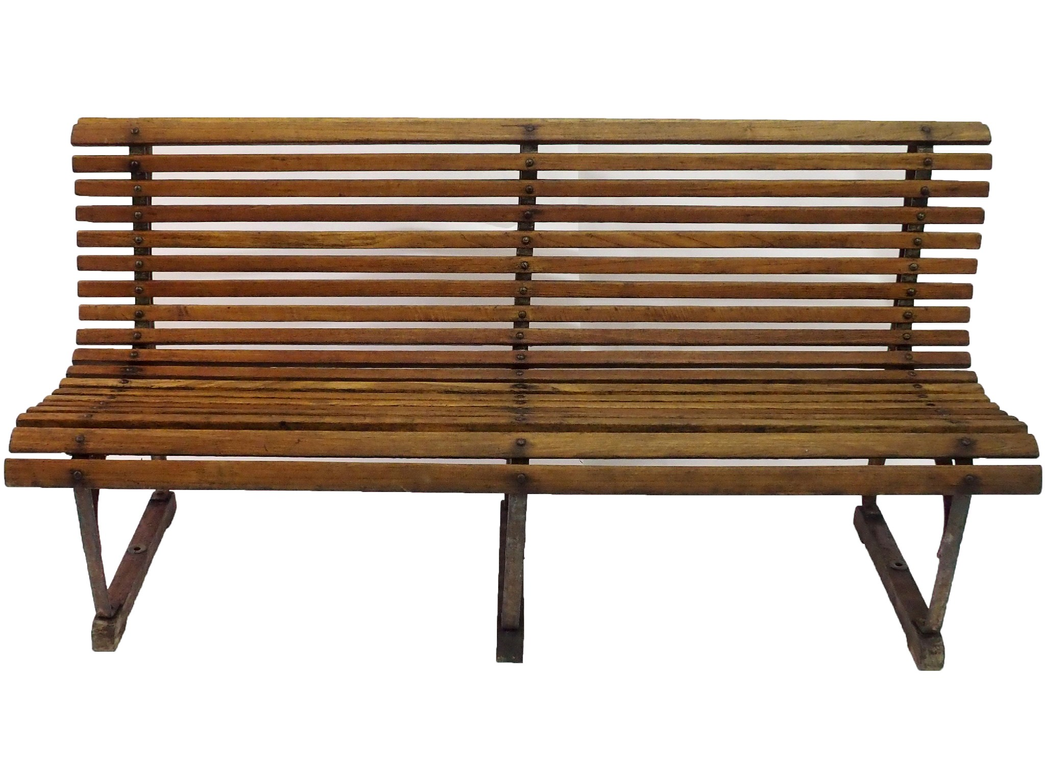 A Waverley paddle steamer benchteak and wrought iron four seater
