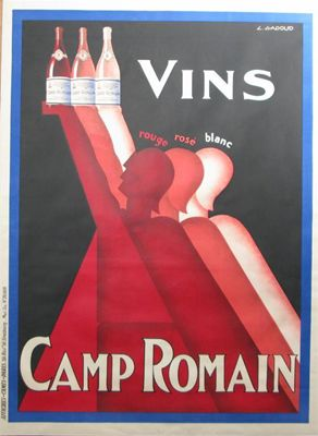 Vins Rouge Rose Blanc Camp Romain a lithographic poster designed