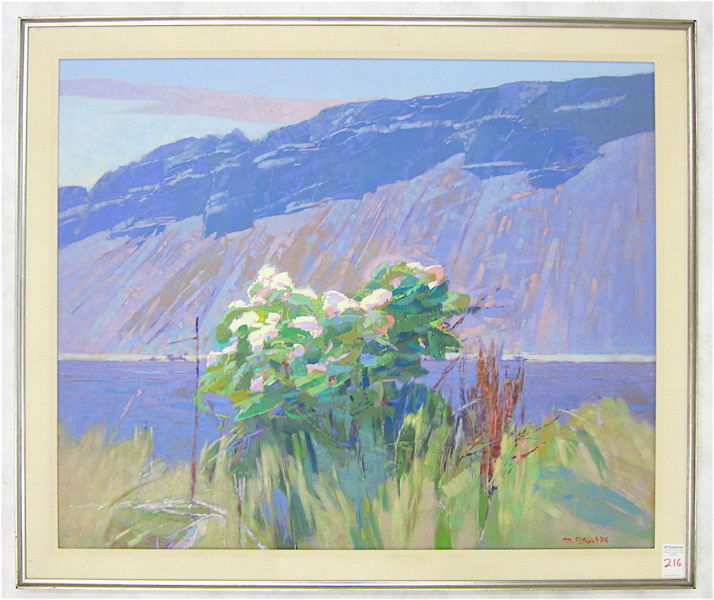 MICHAEL FERGUSON ACRYLIC ON BOARD Washington 20th century Titled Vantage