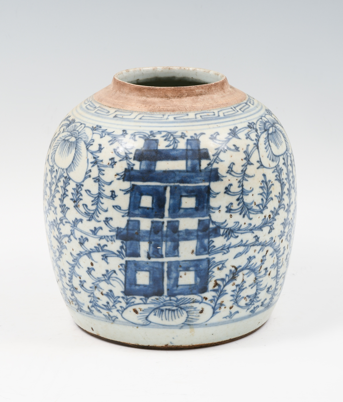 19TH C CHINESE BLUE WHITE PORCELAIN GINGER JAR Mid 19th