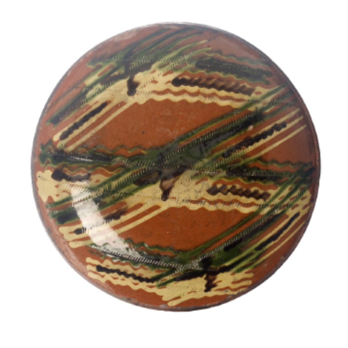 PENNSYLVANIA SLIP DECORATED REDWARE DISH CIRCA 1840 Coggled and slip