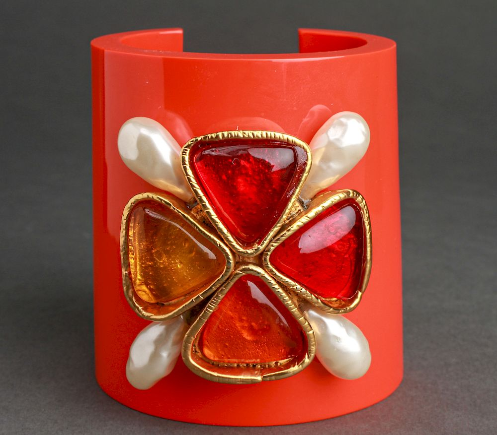 Chanel Runway Resin Gripoix Maltese Cuff Bracelet Chanel rare runway