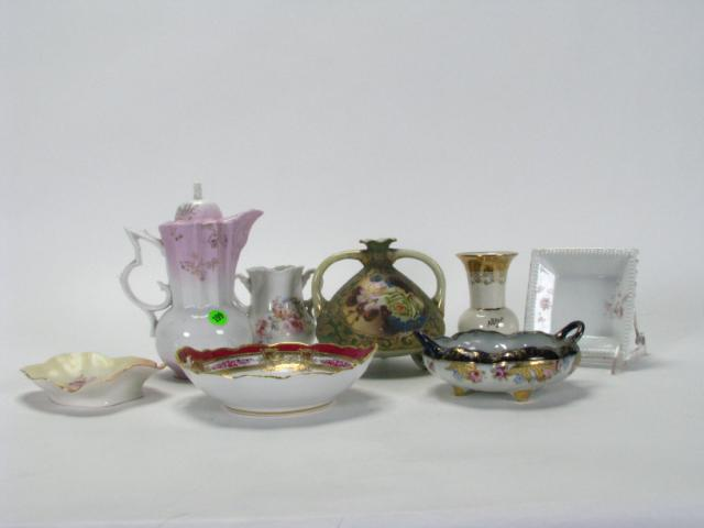 Group of Vintage Porcelain including a square pin tray Floral