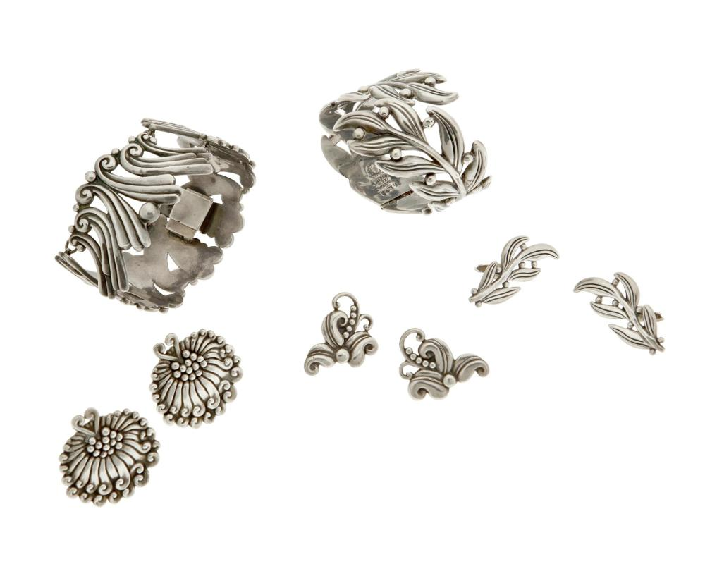 A group of Margot de Taxco sterling silver jewelry Margot