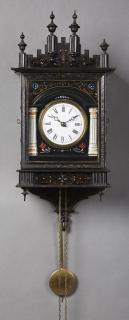 French Ebonized Two Weight Wall Clock c 1880 th French