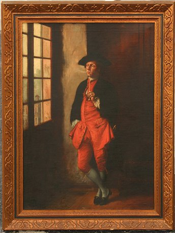 19th C OIL C OF A MAN SMOKING A PIPE