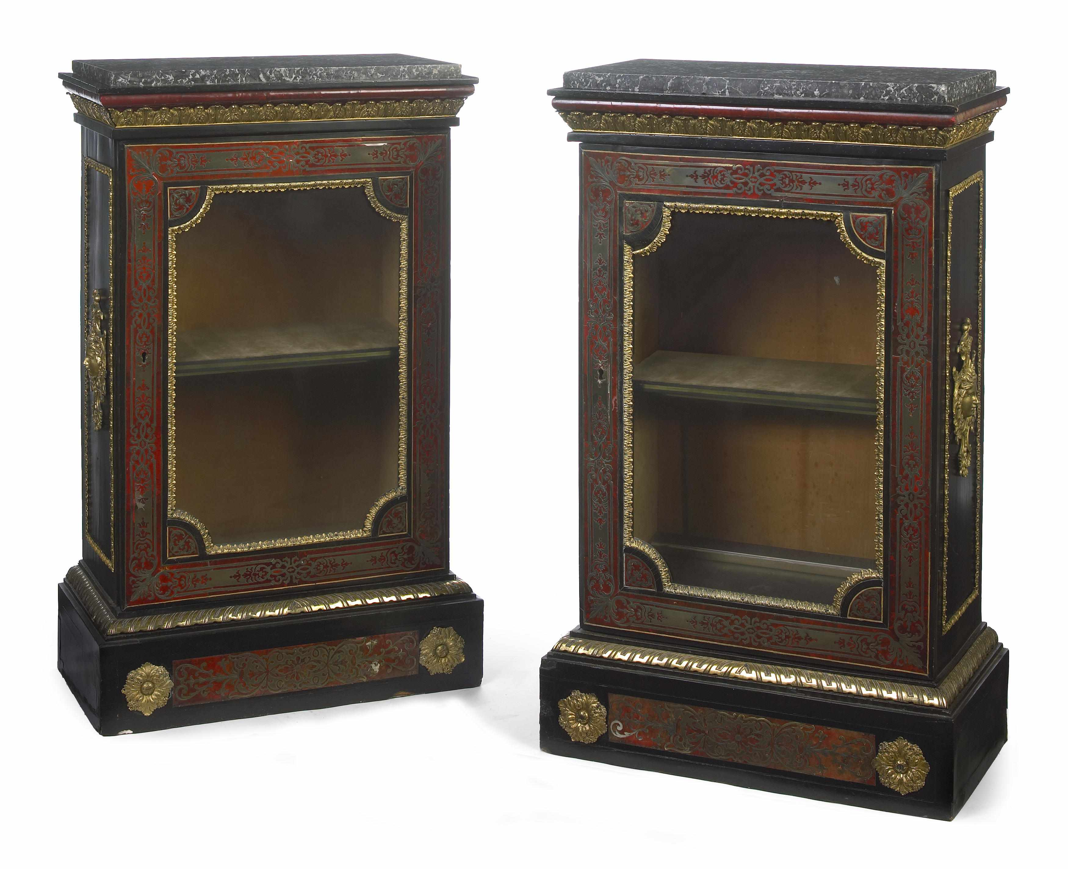 A pair of Napoleon III gilt bronze mounted Boulle and
