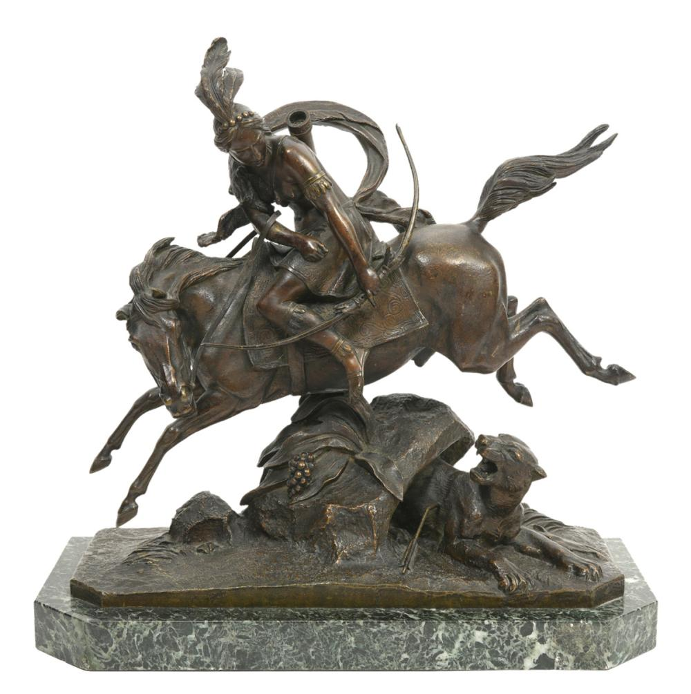 GECHTER BRONZE SCULPTURE OF INDIAN MOUNTAIN LIONJean Francois Theodor Geckter