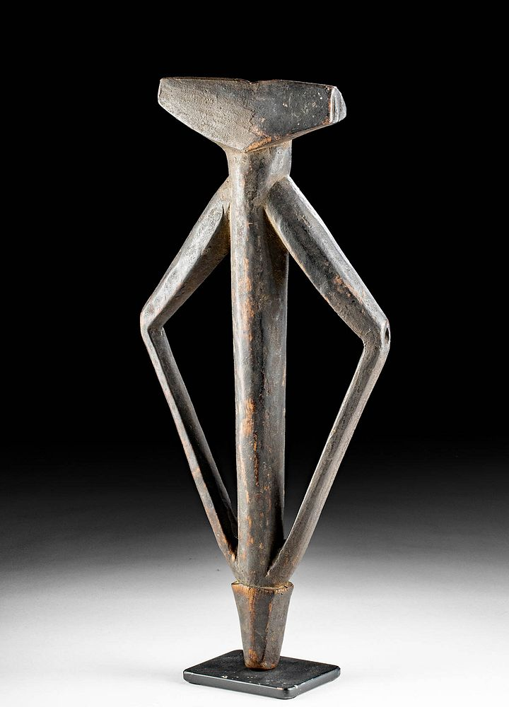 19th C Mossi Wood Figural Whistle West Africa Burkino Faso