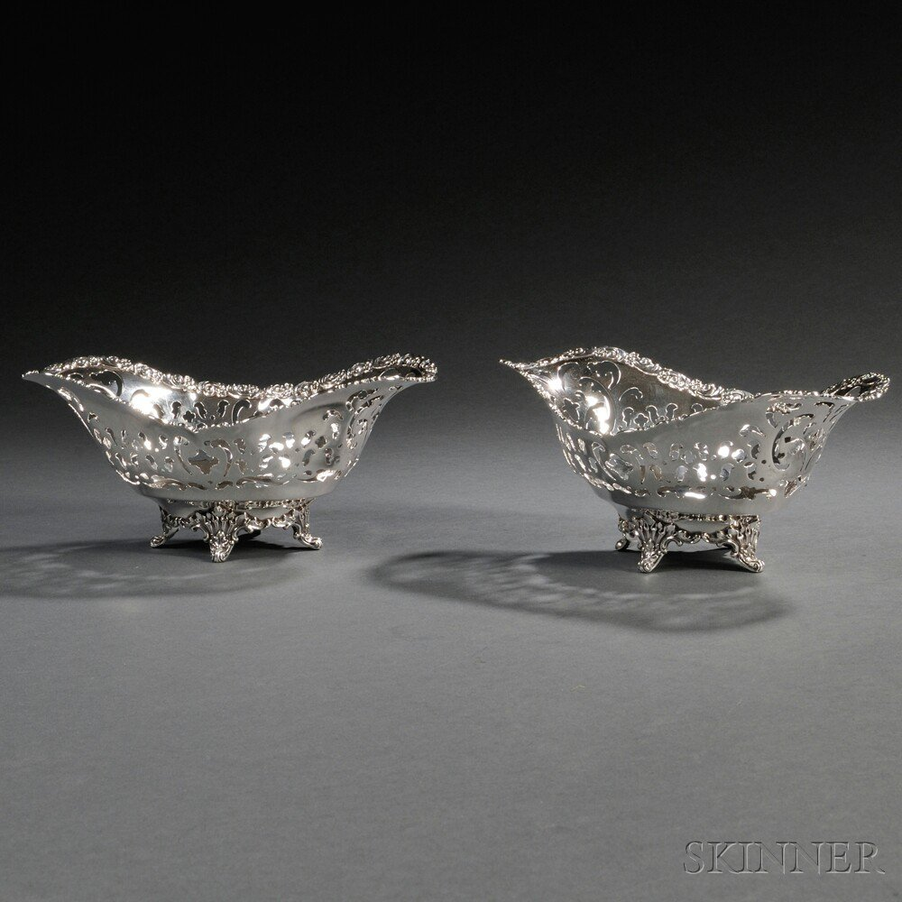 Pair of Tiffany Co Sterling Silver Sweetmeat Dishes New York